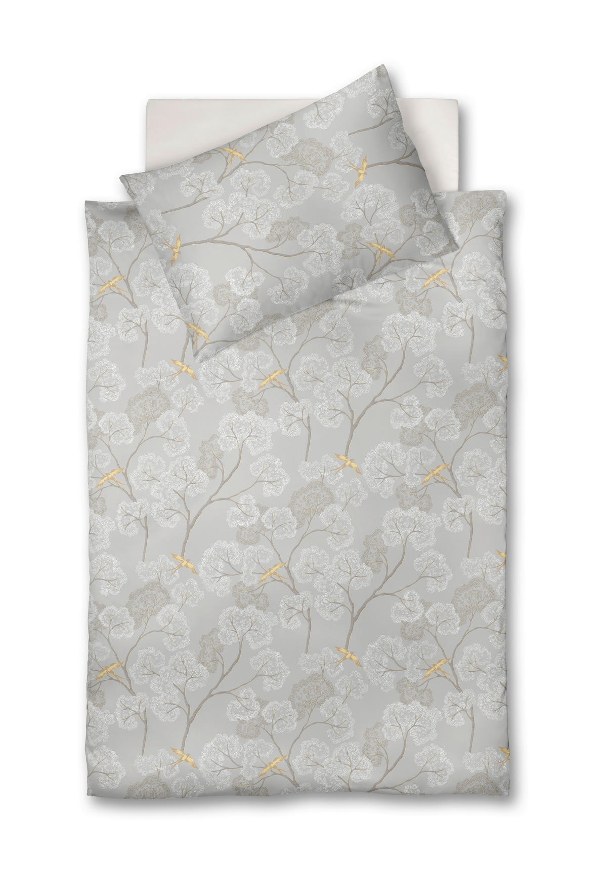 POSTELJNINA MODERN GARDEN B 140/200 cm mako saten siva, svetlo siva  - siva/svetlo siva, Konvencionalno, tekstil (140/200cm) - Fleuresse