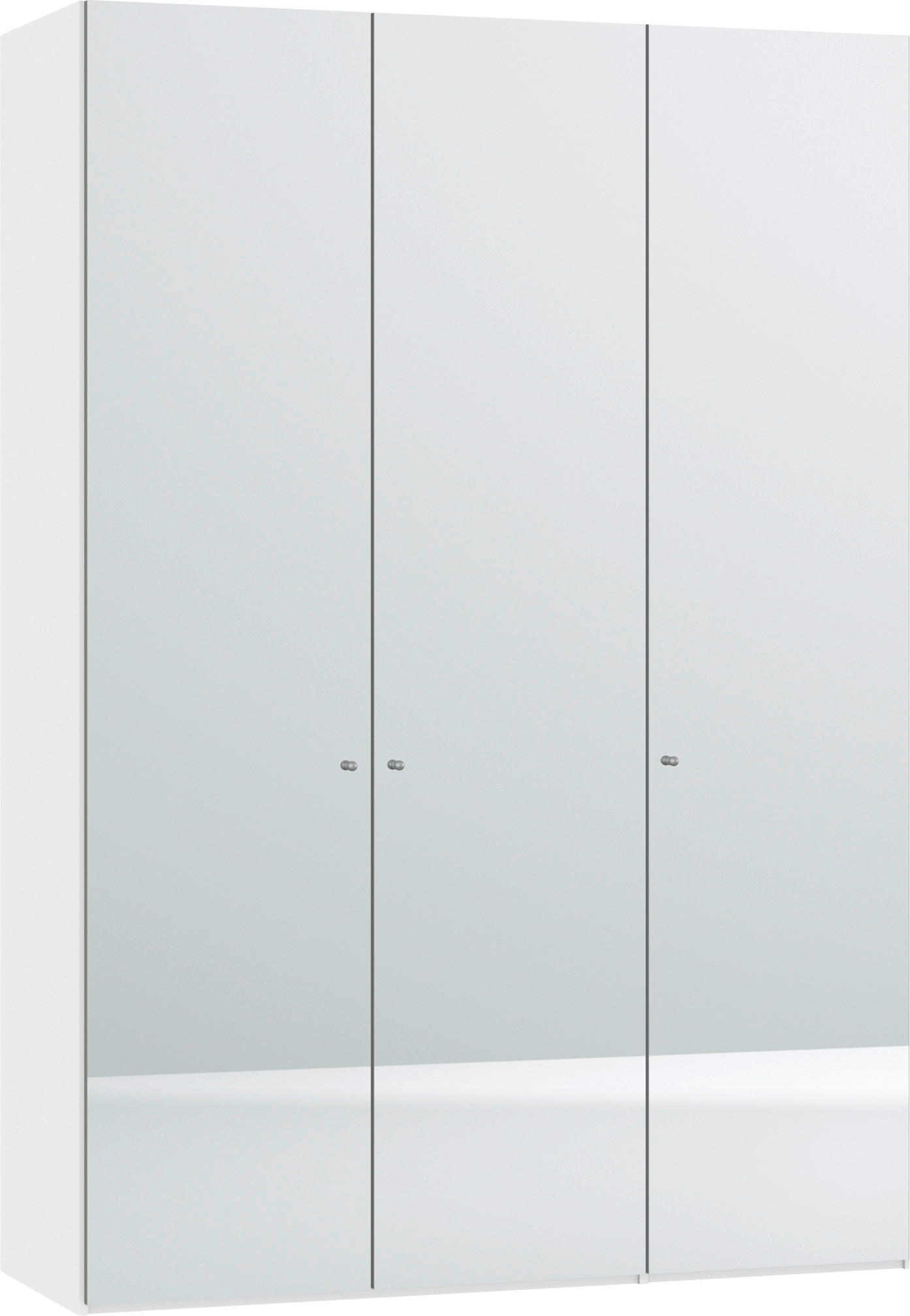 DREHTÜRENSCHRANK 152/220/40 cm,  in Weiß, 3-türig  - Silberfarben/Weiß, Design, Glas/Holzwerkstoff (152/220/40cm) - Jutzler