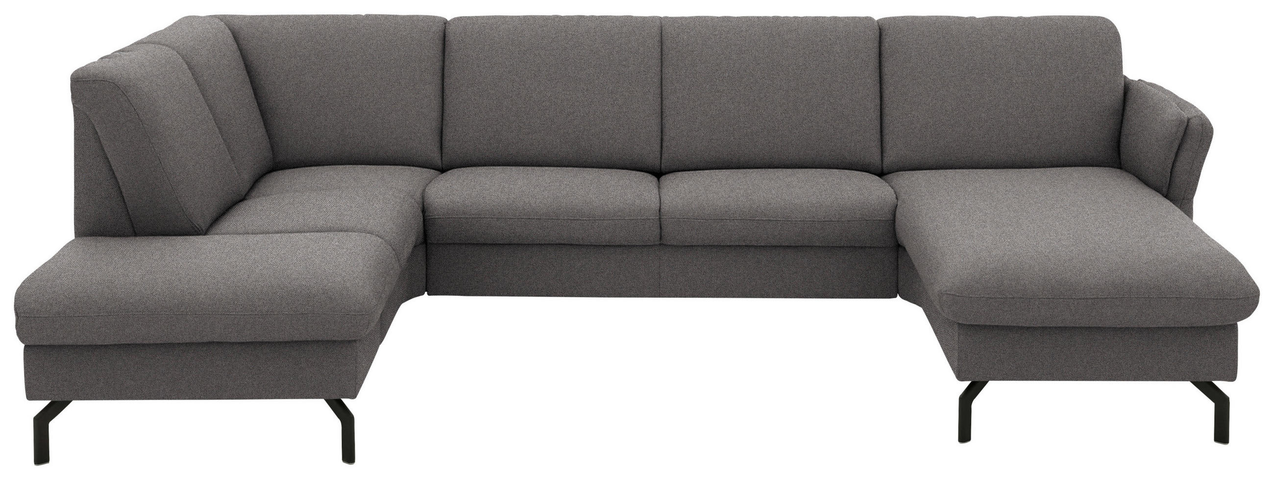 WOHNLANDSCHAFT  in Flachgewebe Dunkelbraun  - Dunkelbraun/Schwarz, KONVENTIONELL, Textil/Metall (190/307/170cm) - Beldomo Comfort