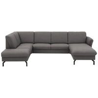 WOHNLANDSCHAFT Flachgewebe Dunkelbraun  - Dunkelbraun/Schwarz, Konventionell, Textil/Metall (190/307/170cm) - Beldomo Comfort