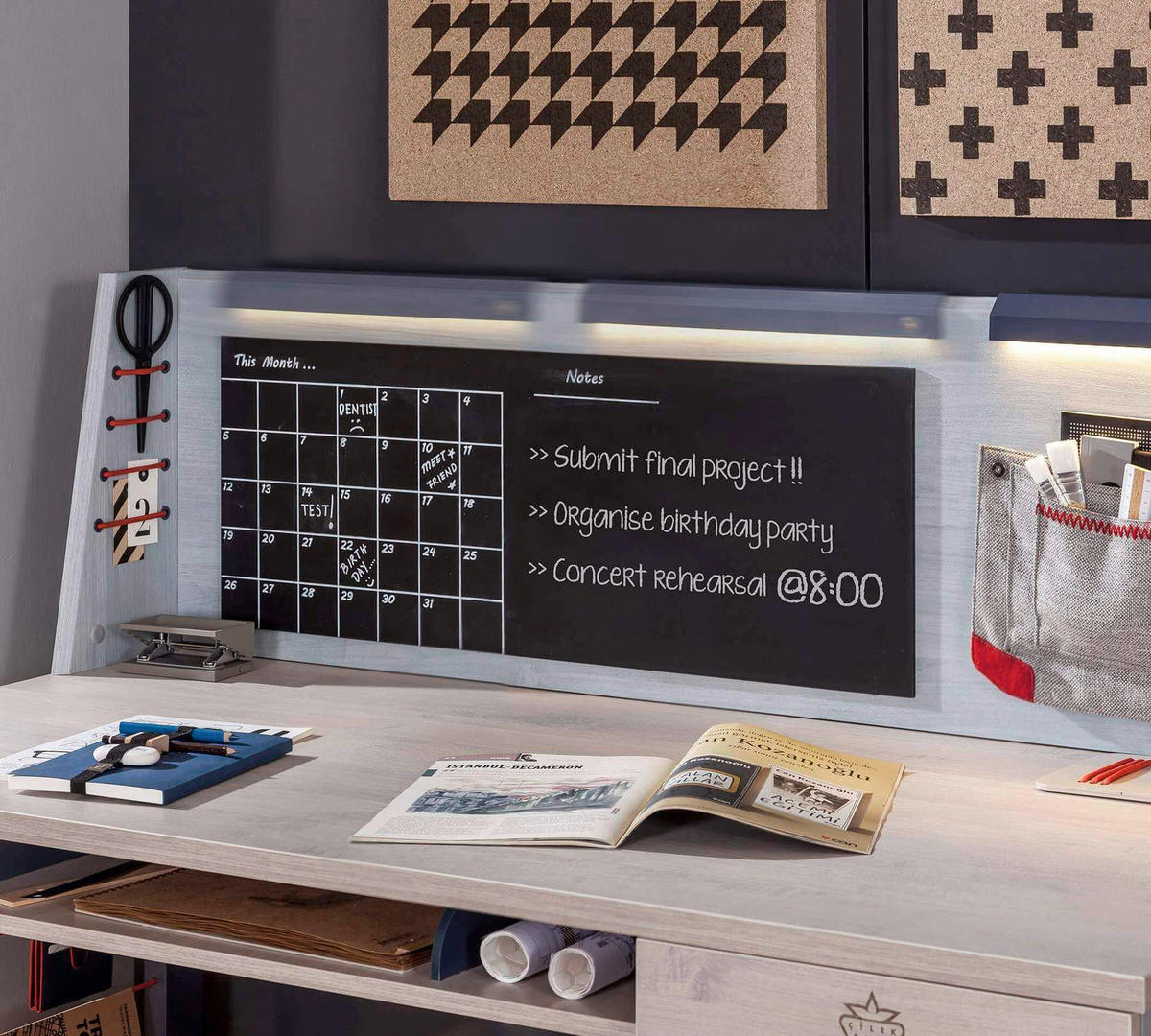 Unitate Suplimentară, material pe bază de lemn - albastru deschis/albastru închis, Basics, material pe bază de lemn (138/40/21cm) - Cilek