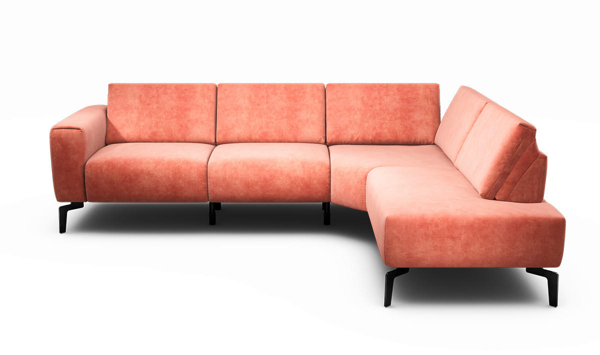 ECKSOFA Cosy Rosa Samt  - Schwarz/Rosa, Design, Textil/Metall (256/193cm) - SENSOO