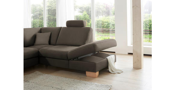 ECKSOFA in Mikrofaser Graubraun  - Wildeiche/Graubraun, Natur, Holz/Textil (286/236cm) - Voleo