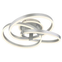 STROPNÉ LED SVIETIDLO, 60/57,5/20 cm - sivá/opálová, Design, kov/plast (60/57,5/20cm)