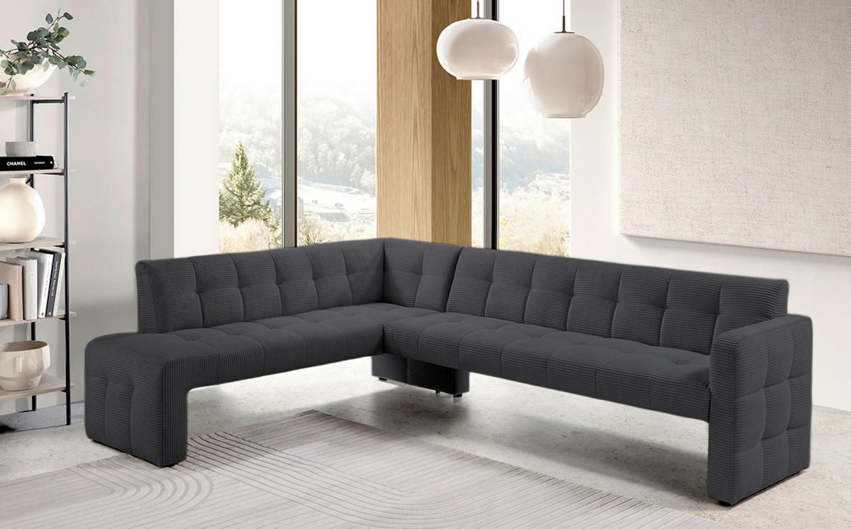 KLUPA KUTNA  antracit  drvo, tekstil, drvni materijal      - crna/antracit, Moderno, drvni materijal/drvo (265/197cm) - Livetastic
