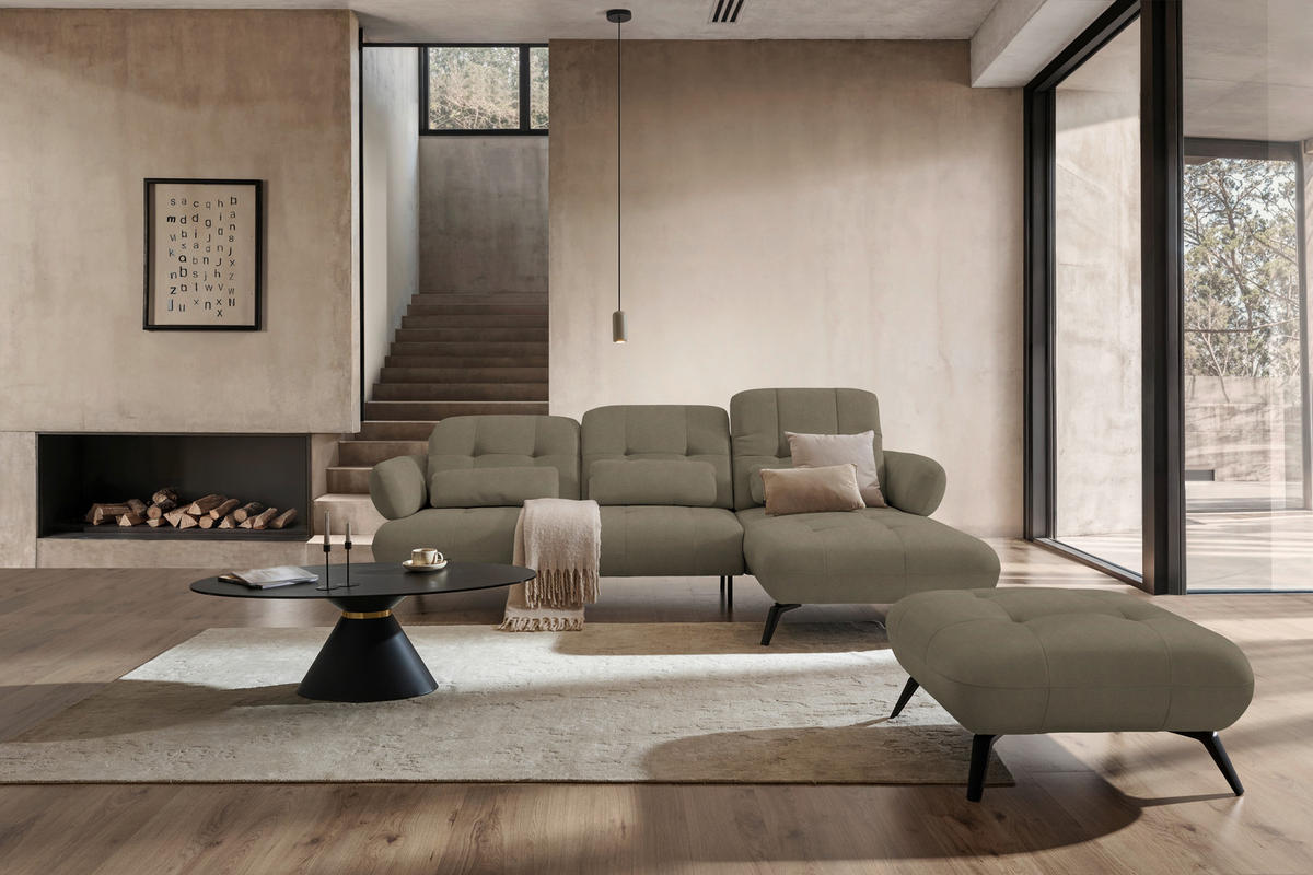 ECKSOFA Flachgewebe Braun  - Schwarz/Braun, Design, Textil/Metall (282/189cm) - Novel