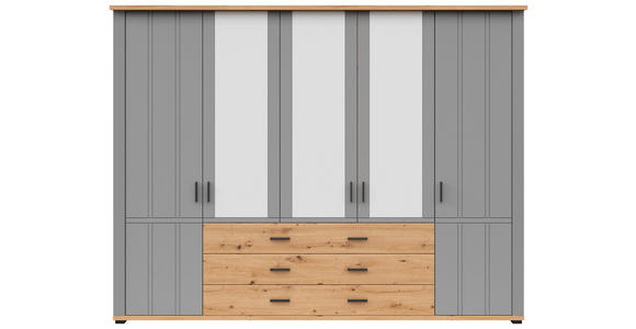 KLEIDERSCHRANK 267/206/65 cm 5-türig  - Graphitfarben/Eiche Artisan, KONVENTIONELL, Glas/Holzwerkstoff (267/206/65cm) - Hom`in