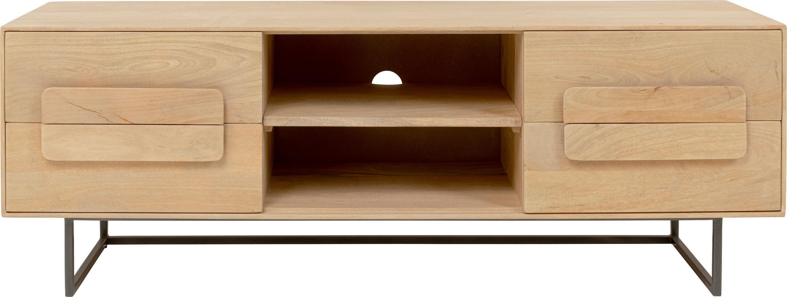 TV-ELEMENT - Hellbraun/Schwarz, Design, Holz/Metall (135/50/40cm) - Kare-Design
