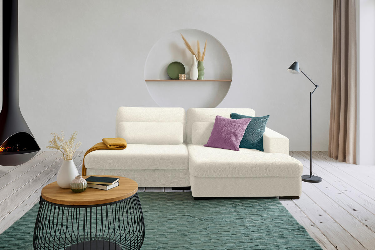 ECKSOFA Chenille Beige  - Beige/Schwarz, Design, Kunststoff/Textil (223/158cm) - Lomoco