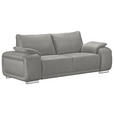 2-SITZER-SOFA Lederlook Hellgrau  - Chromfarben/Hellgrau, KONVENTIONELL, Textil/Metall (212/85/95cm) - Carryhome