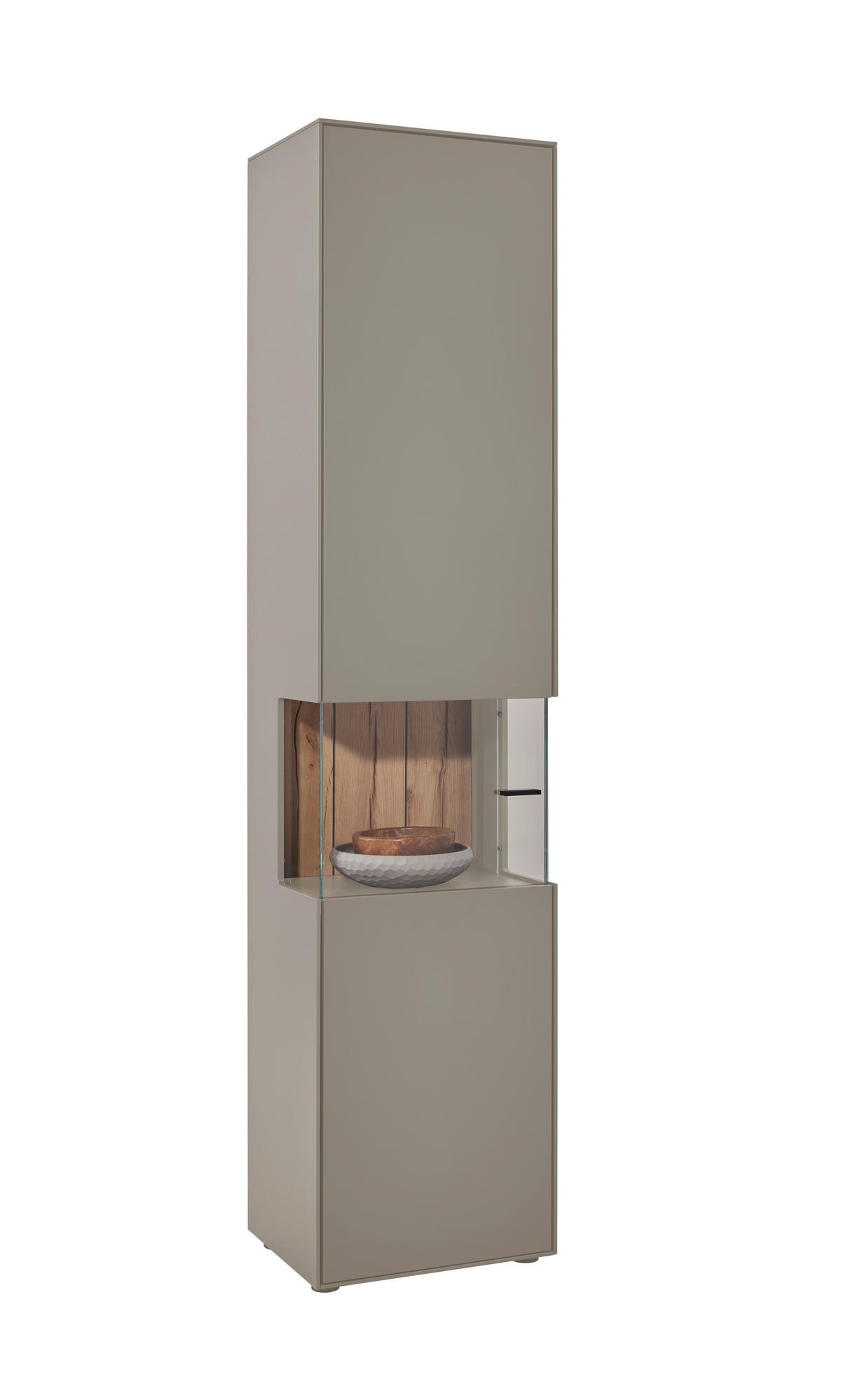 VITRINE Hellgrau  46,9/205,5/37,1 cm  - Hellgrau/Graphitfarben, Design, Glas/Holzwerkstoff (46,9/205,5/37,1cm) - Dieter Knoll