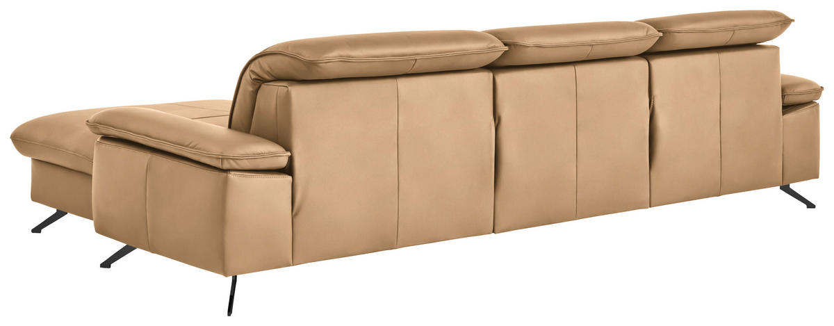 ECKSOFA  Echtleder Honig  - Schwarz/Honig, Design, Leder/Metall (307/169cm) - Beldomo Premium