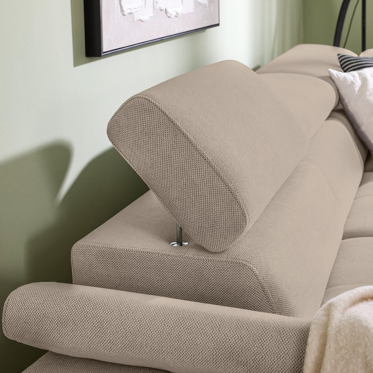 ECKSOFA inkl. Funktion COMBO Schlammfarben Flachgewebe  - Schlammfarben/Schwarz, Design, Textil/Metall (266/206cm) - Stylife