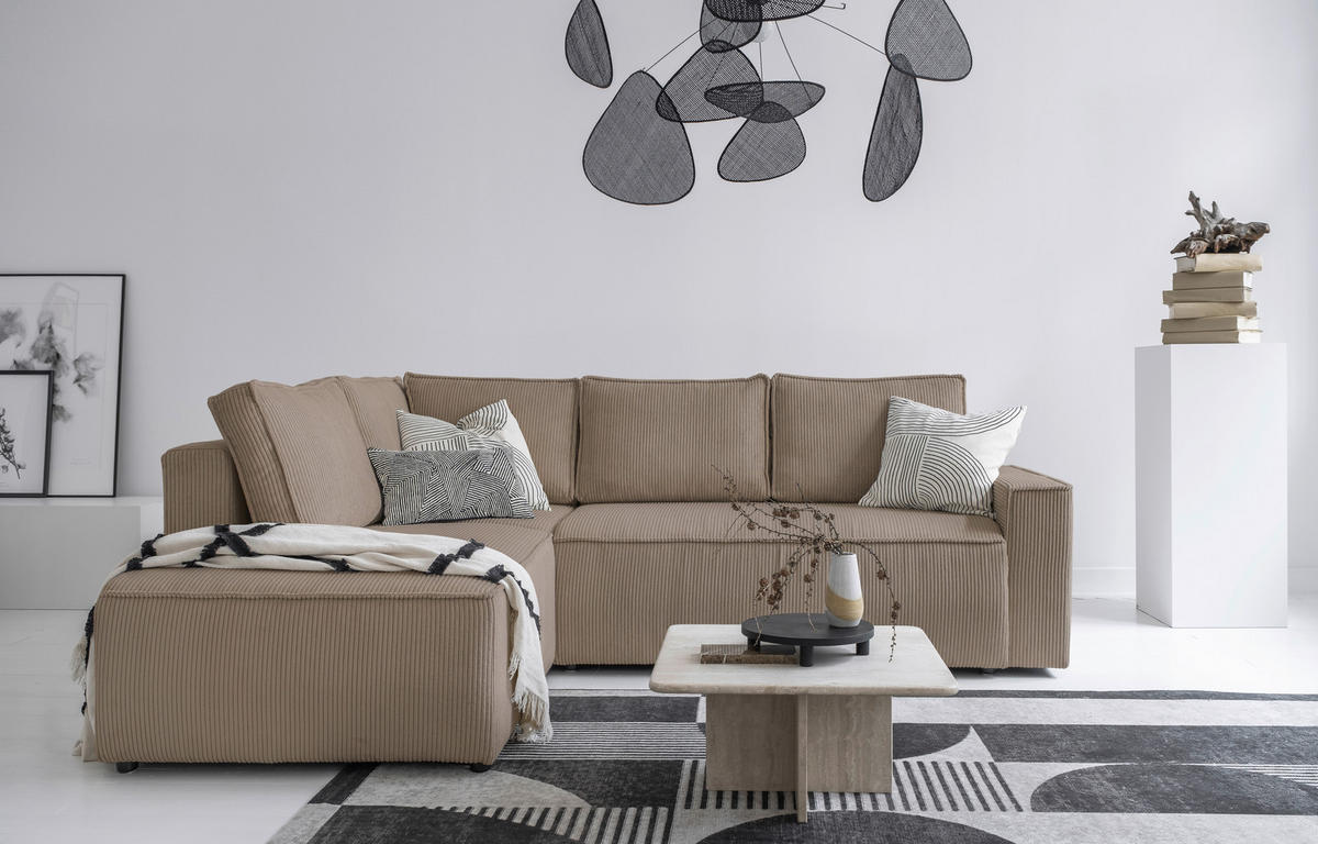 KUTNA GARNITURA tekstil  taupe   - crna/taupe, Design, tekstil/plastika (194/247cm) - MID.YOU
