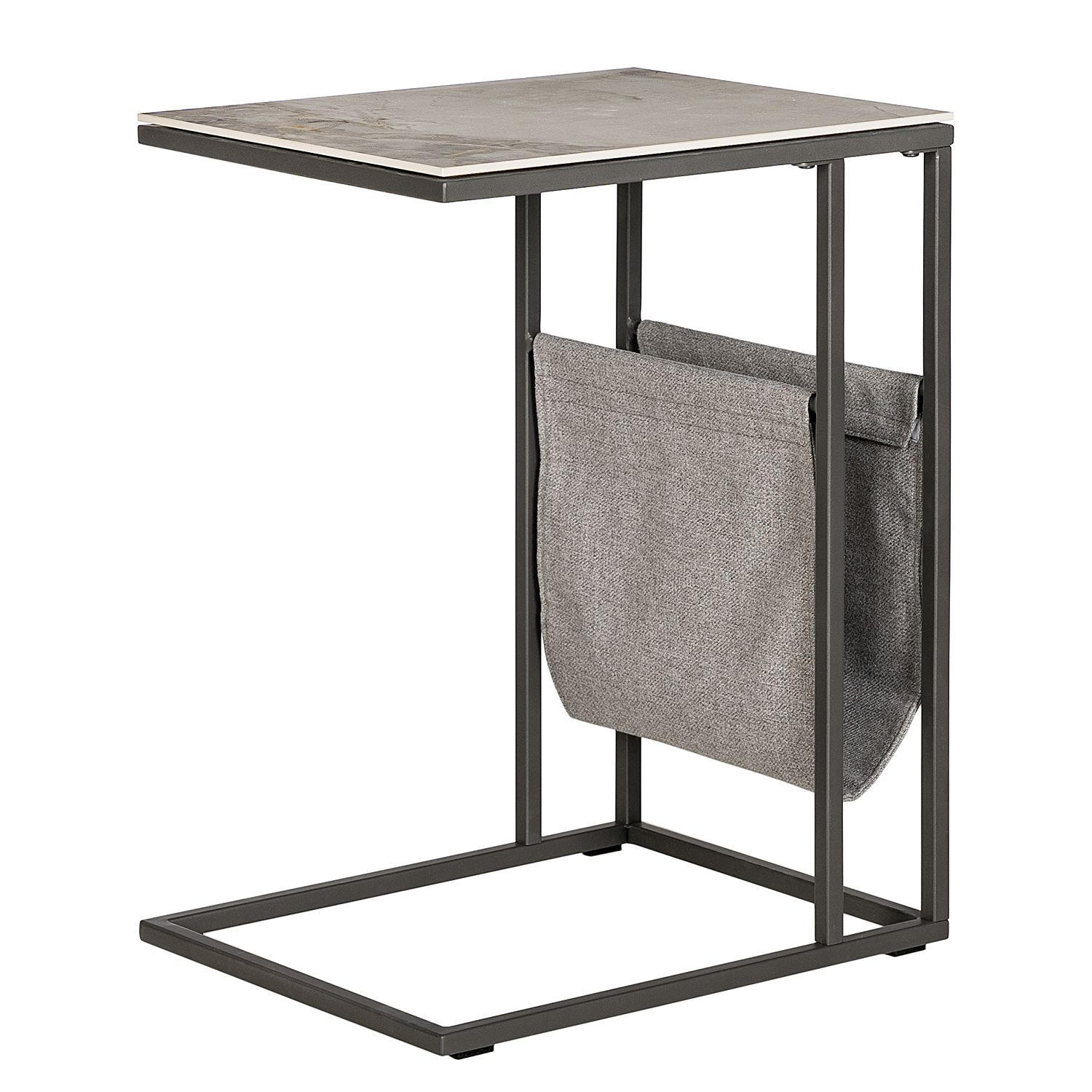 BEISTELLTISCH 46/36/60 cm Schwarz, Weiß rechteckig  - Schwarz/Weiß, MODERN, Keramik/Textil (46/36/60cm) - home24