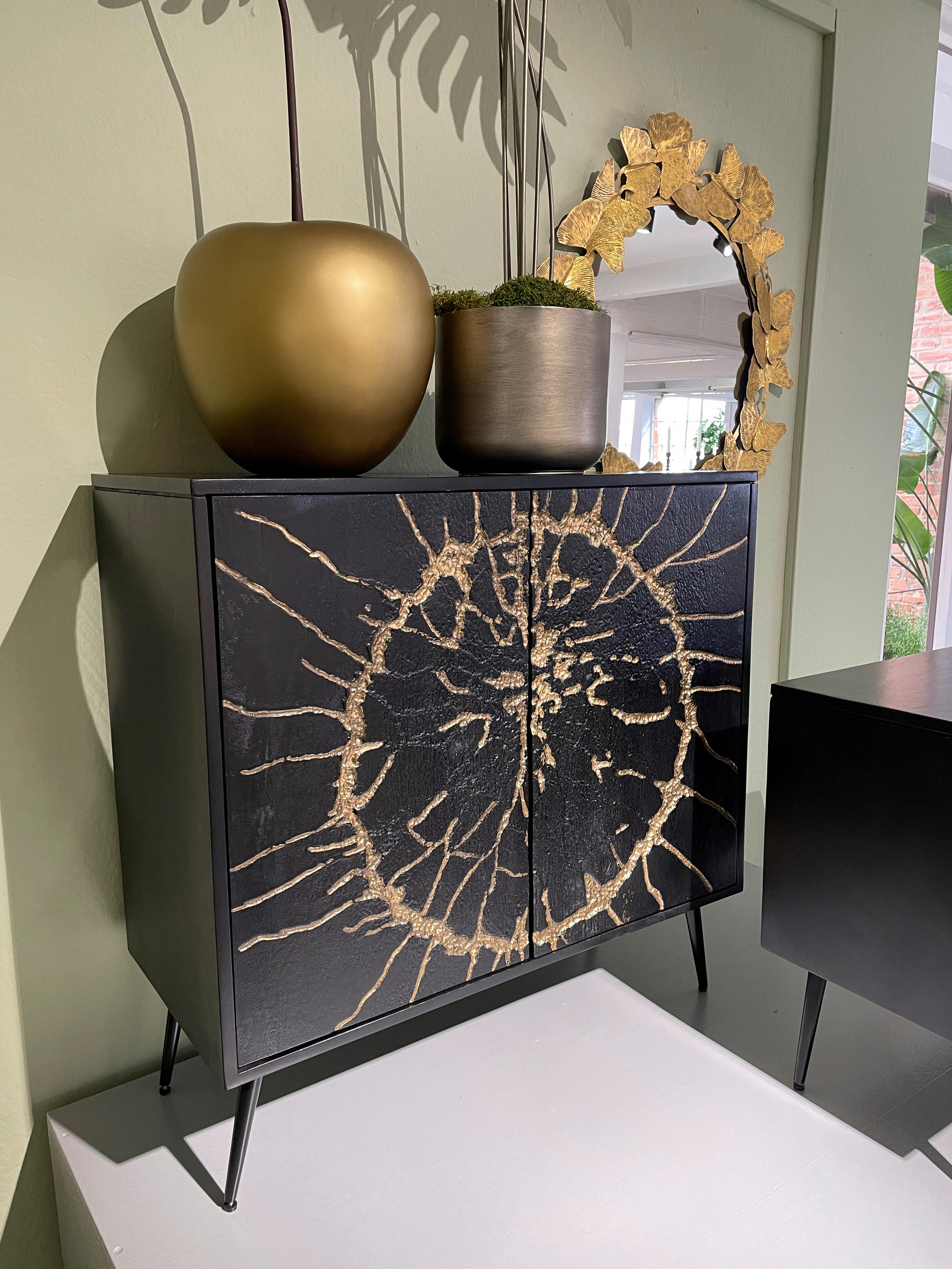 KOMMODE  in 90/90/40 cm  - Goldfarben/Schwarz, Design, Holz/Metall (90/90/40cm) - Landscape