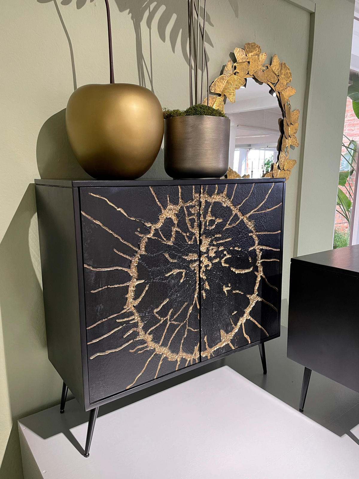 KOMMODE  in 90/90/40 cm  - Goldfarben/Schwarz, Design, Holz/Metall (90/90/40cm) - Landscape