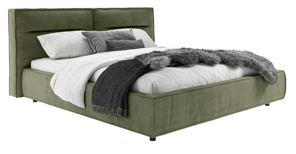 POLSTERBETT 180/200 cm  in Waldgrün  - Waldgrün/Schwarz, Design, Kunststoff/Textil (180/200cm) - Lomoco