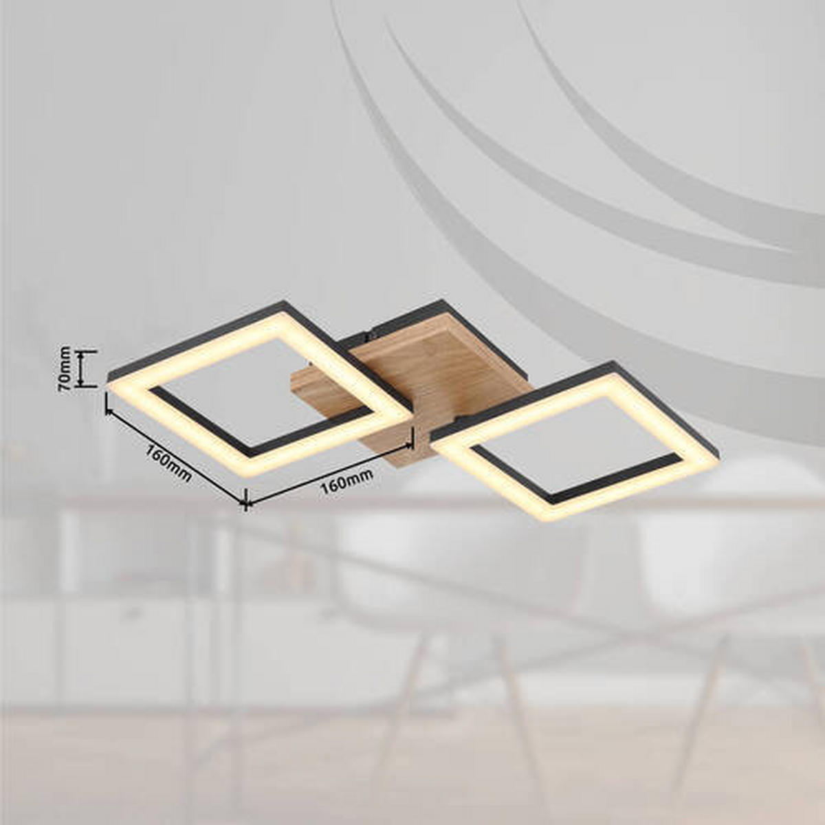LED-DECKENLEUCHTE 18 W    46/22,5/7 cm  - Dunkelbraun/Opal, Design, Holz/Kunststoff (46/22,5/7cm) - Globo