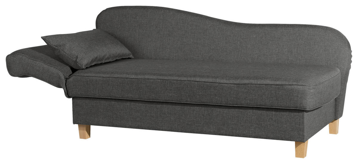 RÉCAMIERE in Flachgewebe Anthrazit  - Anthrazit/Buchefarben, Design, Holz/Textil (190/82/88cm) - Max Winzer