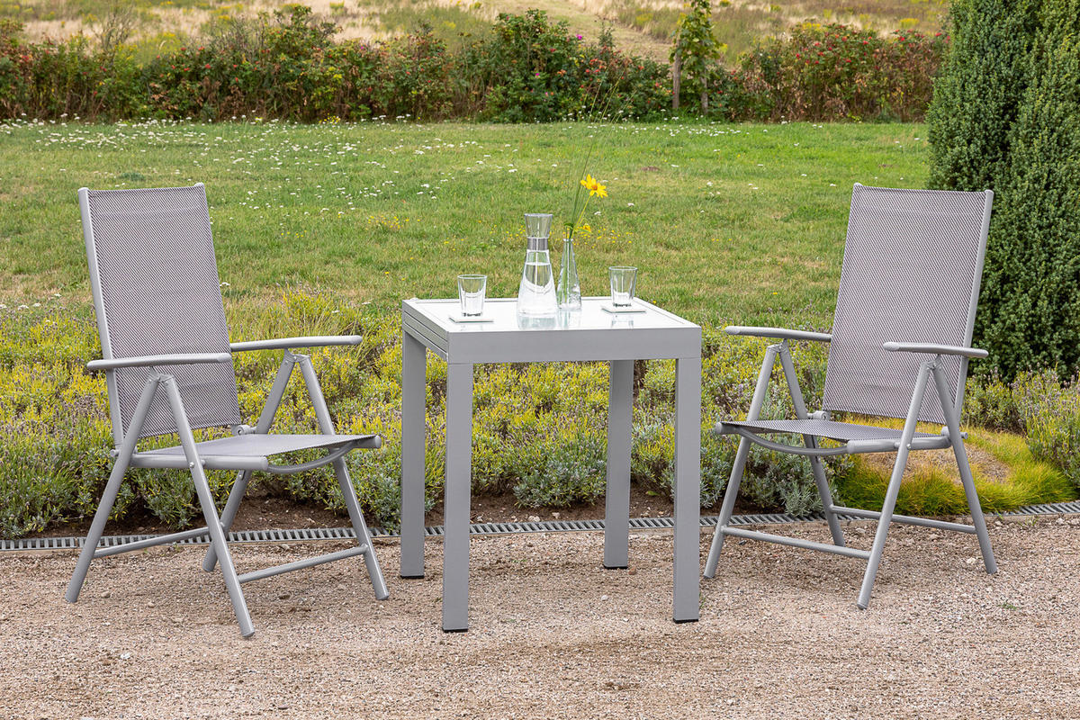 GARTENSET 3-teilig  - Silberfarben/Braun, MODERN, Kunststoff/Metall - Gardenson