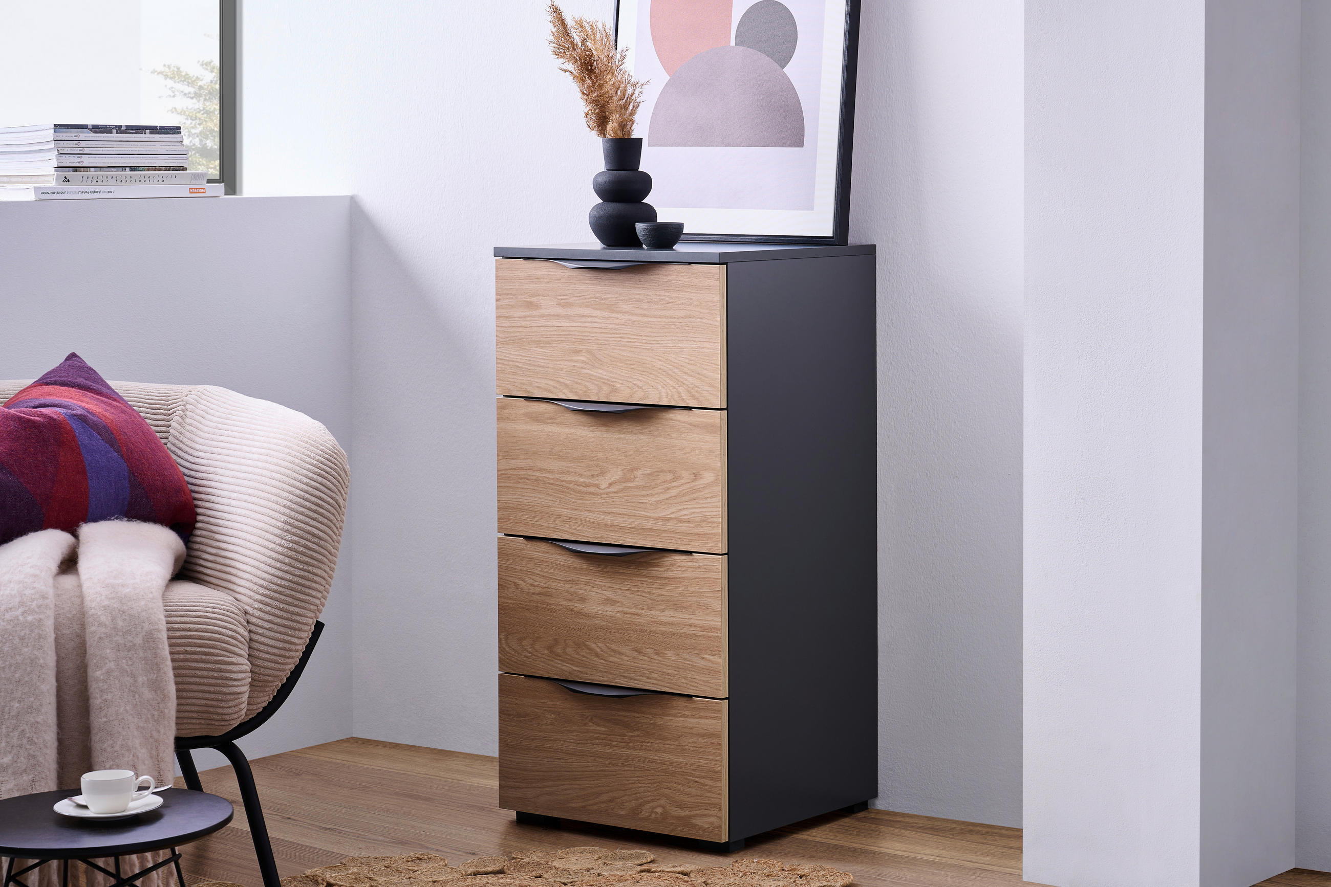 REGAL  46/90/40 cm Anthrazit  - Anthrazit/Schwarz, KONVENTIONELL, Holzwerkstoff/Kunststoff (46/90/40cm) - Hom`in