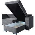 ECKSOFA Dunkelgrau Cord  - Dunkelgrau/Schwarz, KONVENTIONELL, Textil/Metall (258/168cm) - Carryhome