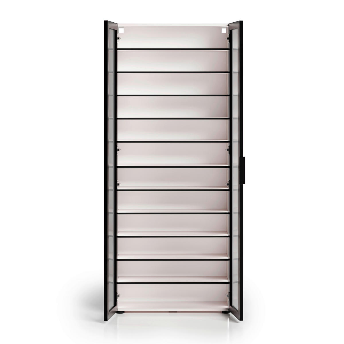 SCHUHSCHRANK Schwarz, Kaschmir  - Kaschmir/Schwarz, Design, Glas/Holzwerkstoff (80/200/34cm) - Voleo