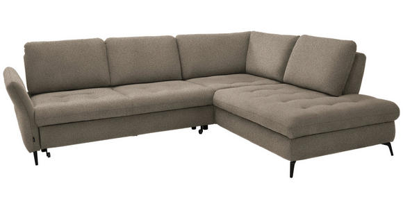 ECKSOFA in Struktur Greige  - Greige/Schwarz, Natur, Textil/Metall (288/233cm) - Valnatura