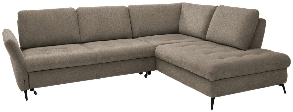 ECKSOFA in Struktur Greige  - Greige/Schwarz, Natur, Textil/Metall (288/233cm) - Valnatura