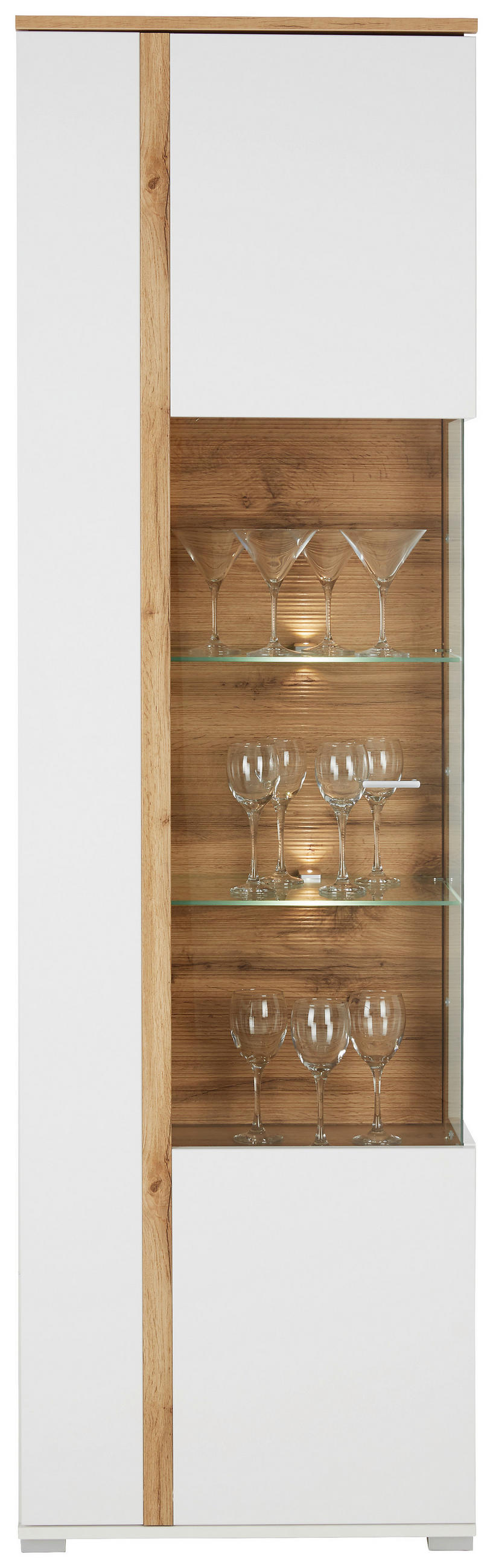 VITRINA bela, boja hrasta   - boja hroma/boja hrasta, Moderno, metal/pločasti materijal (60/201/37cm) - Hom`in