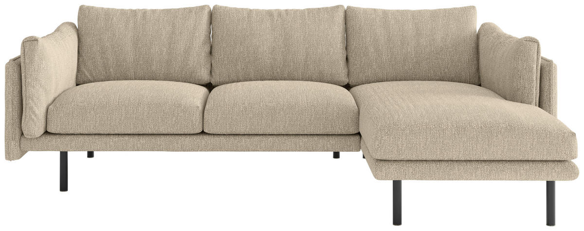 ECKSOFA in Flachgewebe Beige  - Beige/Schwarz, Design, Textil/Metall (268/160/100cm) - Livetastic