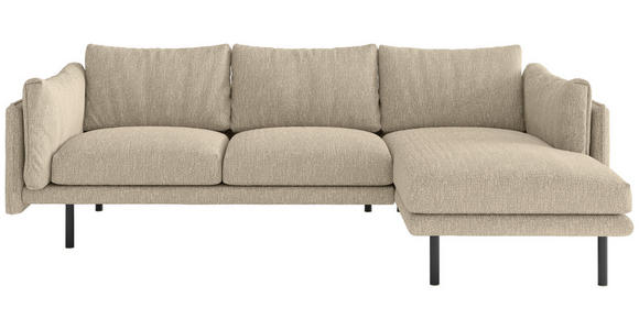 ECKSOFA Beige Flachgewebe - Beige/Schwarz, Design, Textil/Metall (268/160/100cm) - Novel