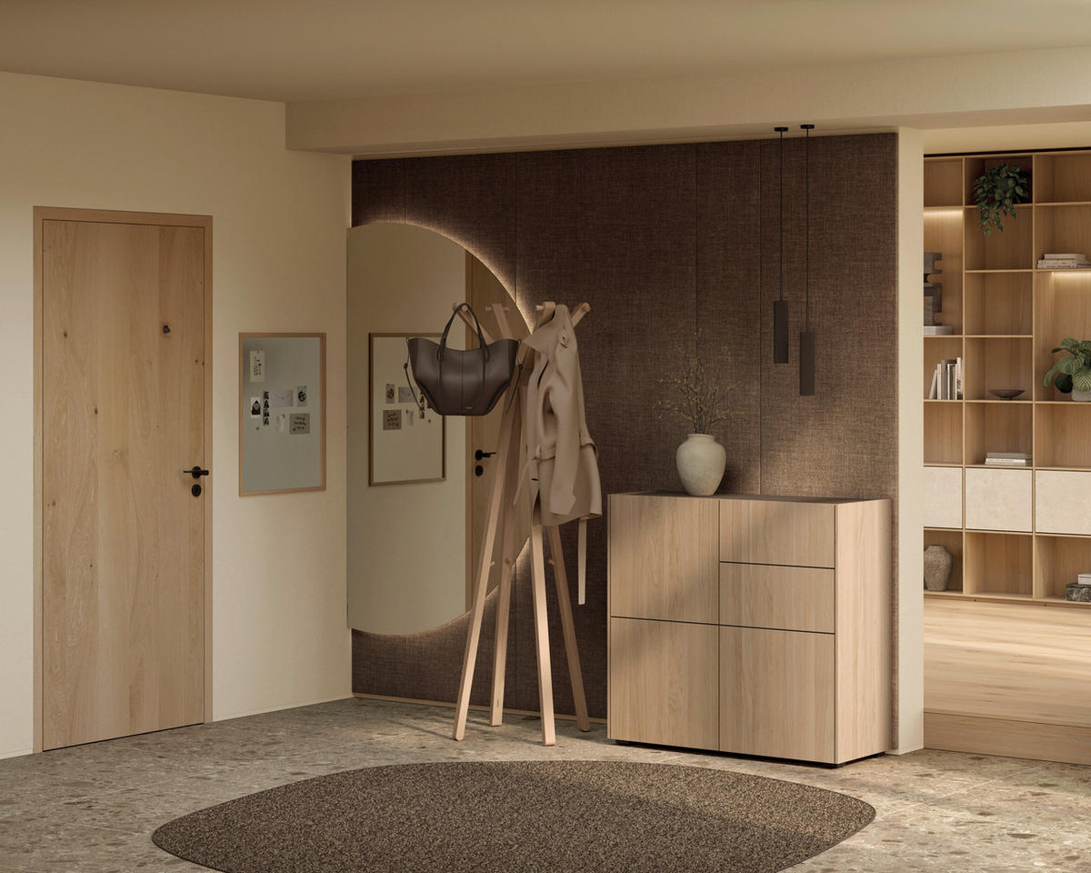 GARDEROBE  in 270/235/41,9 cm  - Eichefarben/Braun, Natur, Glas/Leder (270/235/41,9cm) - TEAM 7