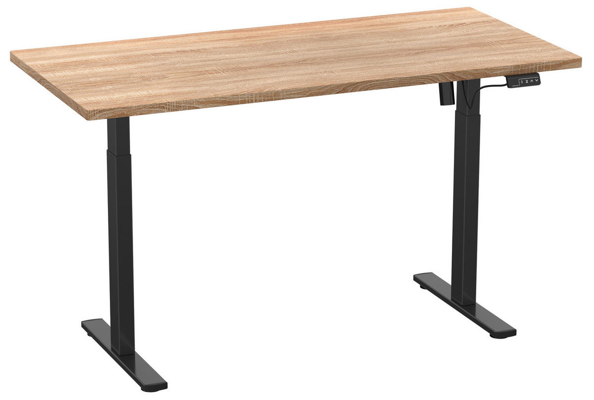 SCHREIBTISCH höhenverstellbar  - Silberfarben/Schwarz, Design, Holzwerkstoff/Metall (140/50/71cm) - MID.YOU