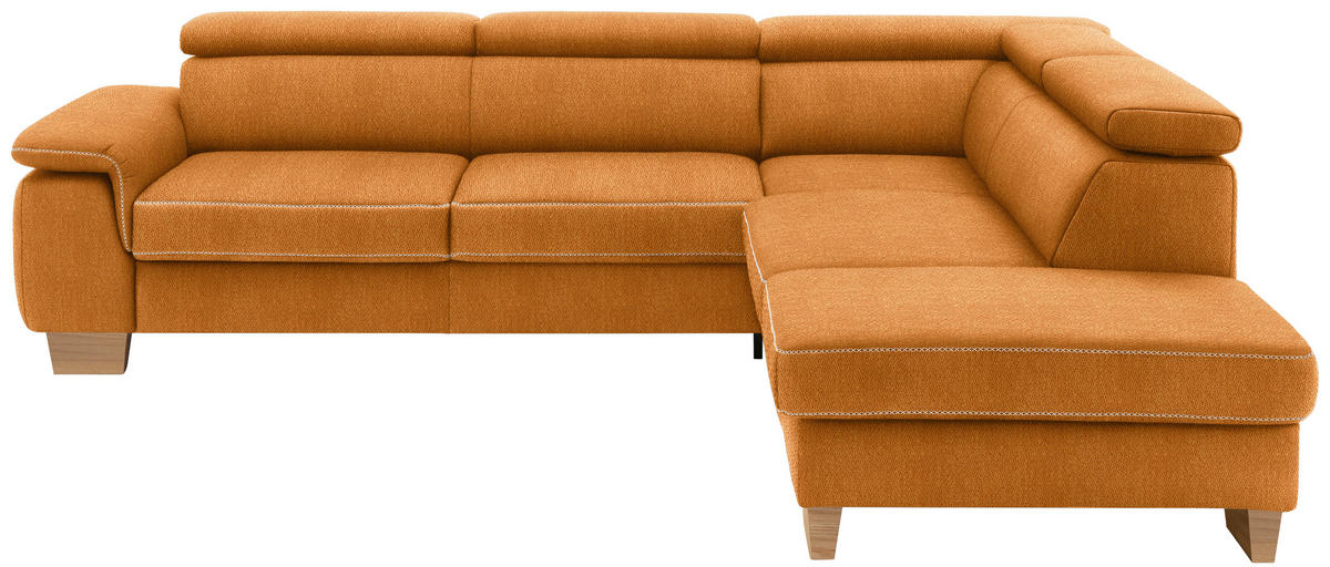 ECKSOFA in Mikrofaser Orange  273/226 cm  - Eichefarben/Beige, Natur, Holz/Textil (273/226cm) - Beldomo System