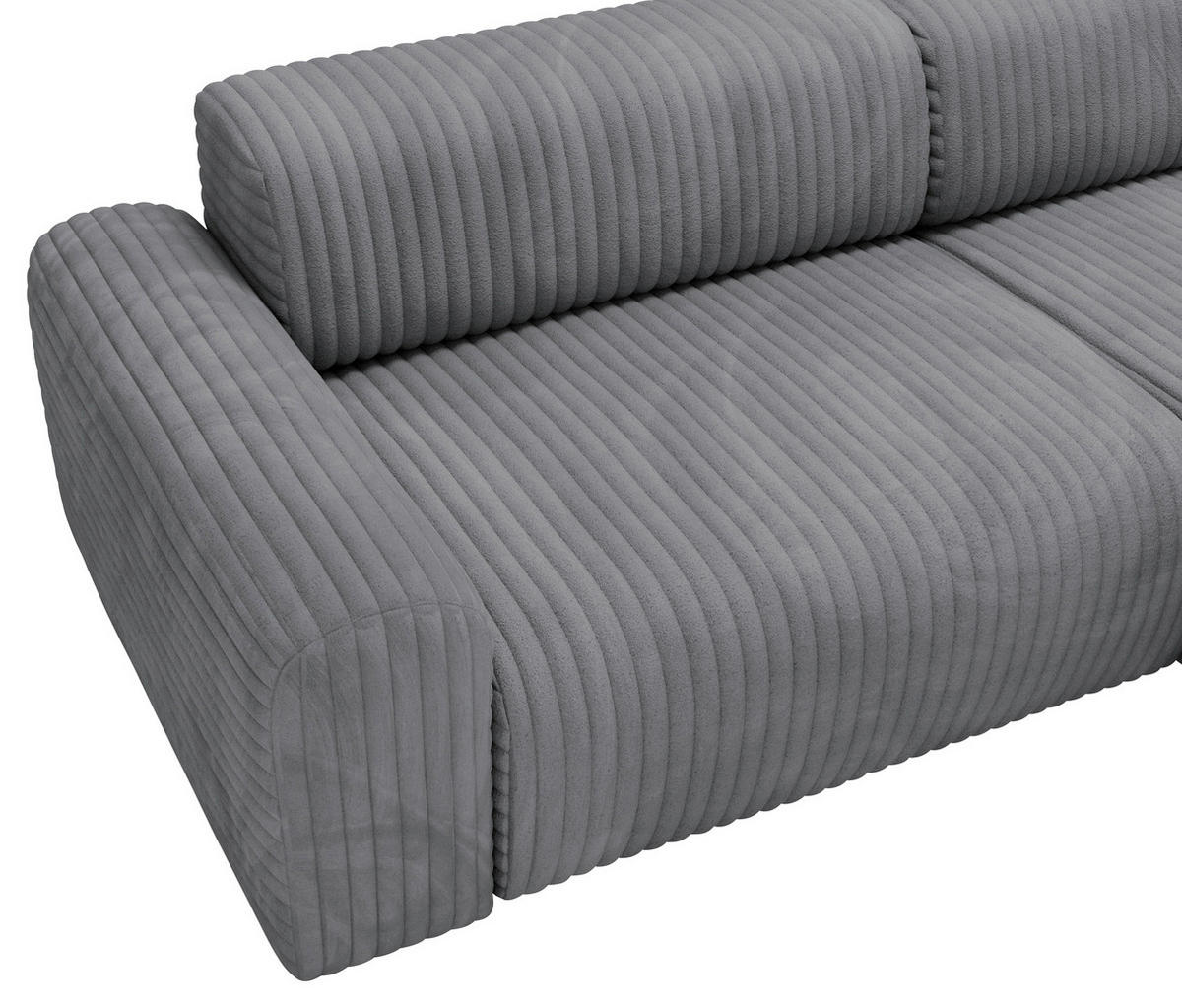 ECKSOFA in Cord Dunkelgrau  - Dunkelgrau/Schwarz, Design, Kunststoff/Textil (292/178cm) - Livetastic