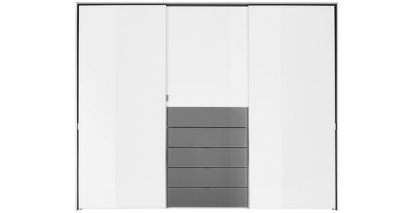 SCHWEBETÜRENSCHRANK  in Grau, Weiß  - Chromfarben/Weiß, Design, Glas/Holzwerkstoff (298/240/68cm) - Moderano