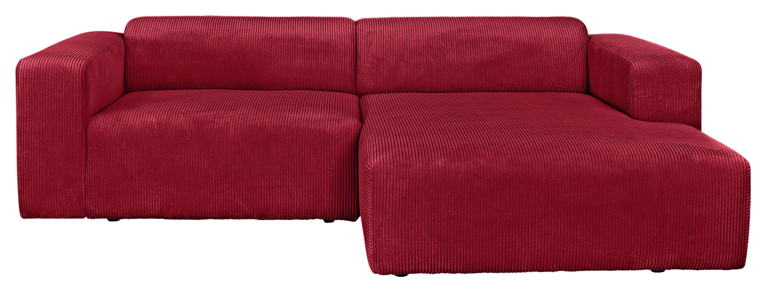 ECKSOFA BASMA in Cord Rot  298/175 cm  - Rot/Schwarz, Design, Kunststoff/Textil (298/175cm) - P & B