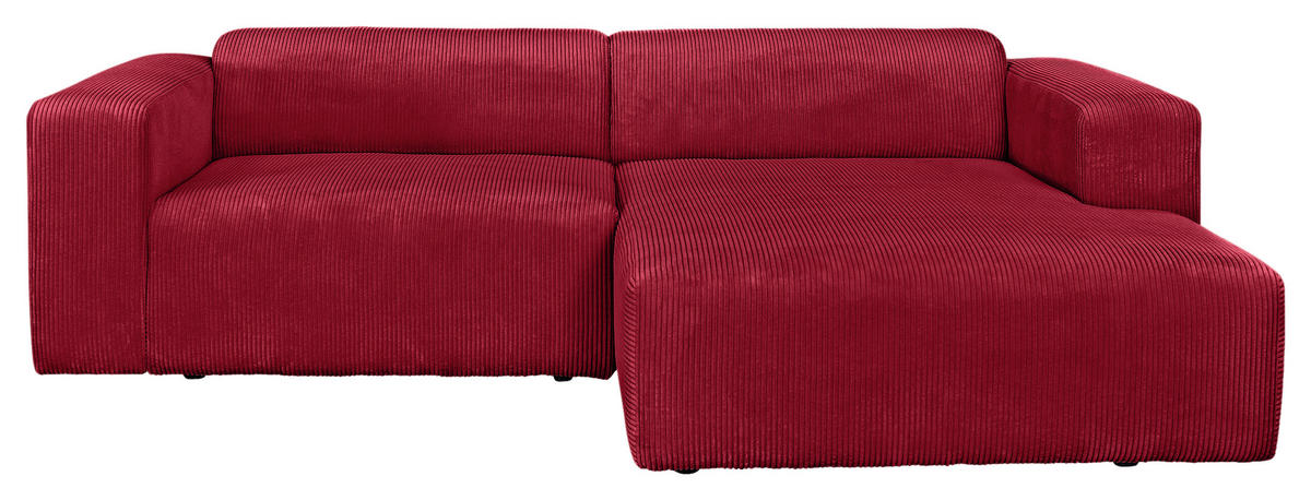 ECKSOFA BASMA in Cord Rot  298/175 cm  - Rot/Schwarz, Design, Kunststoff/Textil (298/175cm) - P & B