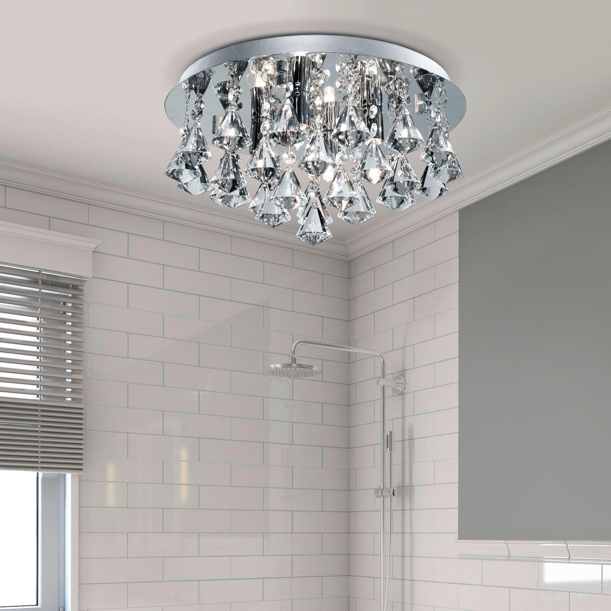 BADEZIMMER-DECKENLEUCHTE Hanna 38/17.5 cm   - Chromfarben, Design, Glas/Metall (38/17.5cm)