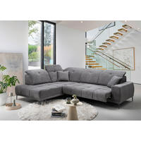 ECKSOFA Chenille Dunkelgrau  - Dunkelgrau/Schwarz, Basics, Textil/Metall (232/305cm) - Livetastic