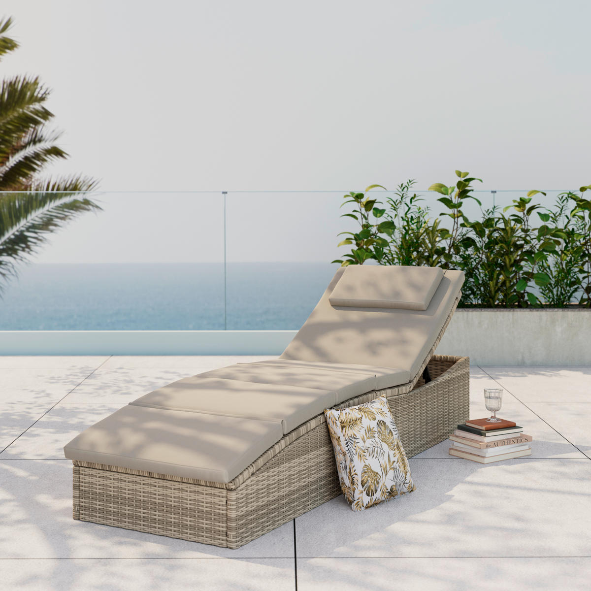 GARTENLIEGE 190/80/60 cm  - Beige, MODERN, Kunststoff/Textil (190/80/60cm) - Ambia Garden