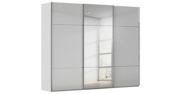 SCHWEBETÜRENSCHRANK  in Grau  - Chromfarben/Grau, KONVENTIONELL, Glas/Holzwerkstoff (301/223/68cm) - Novel