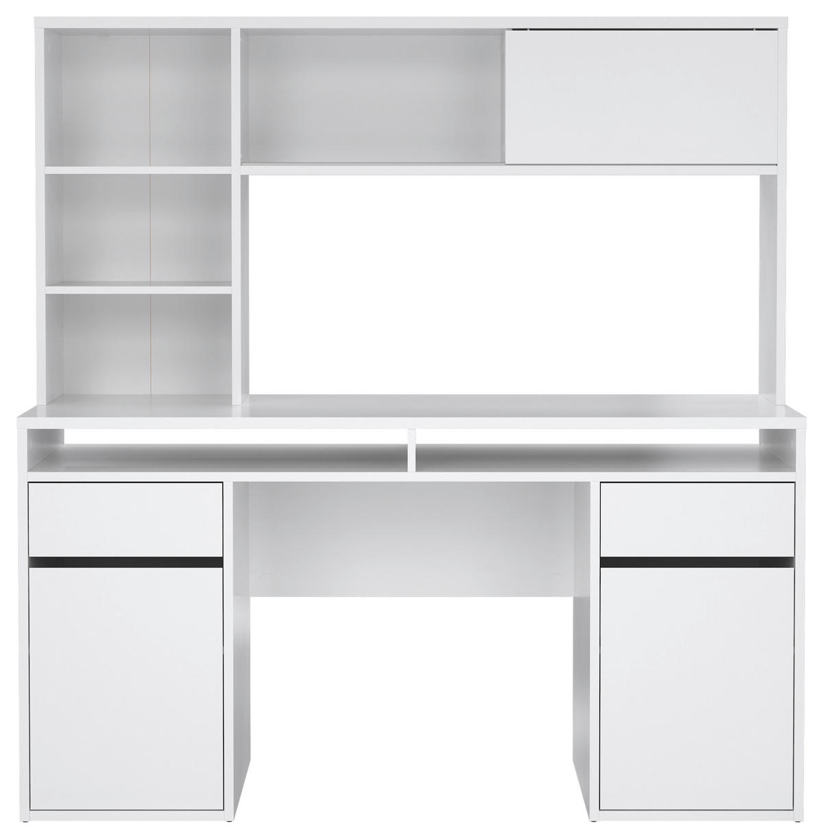 SCHREIBTISCH 149/48,2/156,2 cm Weiss Hochglanz Stauraum  - Weiss Hochglanz, Modern, Holzwerkstoff (149/48,2/156,2cm) - P & B