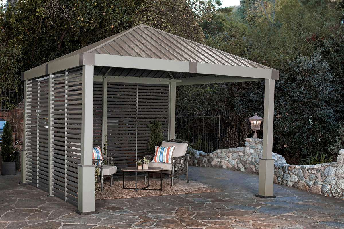PAVILLON 363/313/363 cm Aluminium  - Braun, Basics, Metall (363/313/363cm) - Ambia Garden