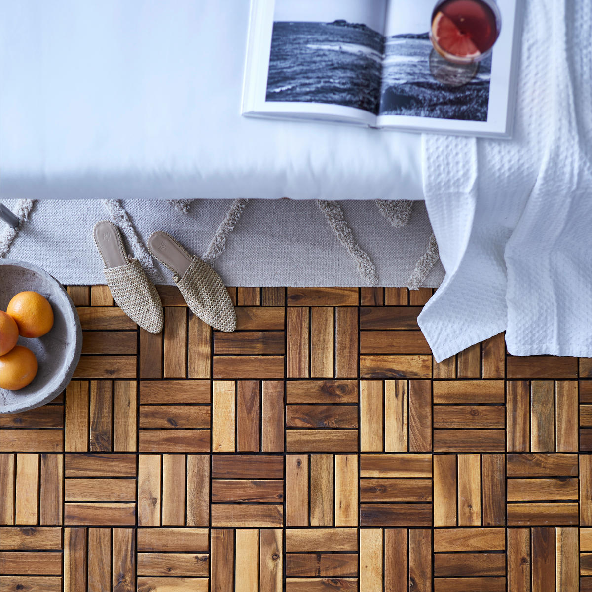 TERRASSENFLIESE - Akaziefarben, Design, Holz/Kunststoff (30/30/2,4cm) - Ambia Garden