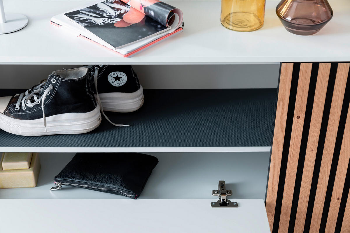 GARDEROBE 4-teilig  in 200/200/30 cm  - Weiss/Eichefarben, Design, Holz/Holzwerkstoff (200/200/30cm) - Moderano