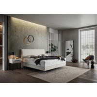 BOXSPRINGBETT 160/200 cm,  in Creme, Topper, Matratzen, H3 + H3 = fest  - Creme/Schwarz, Design, Kunststoff/Textil (160/200cm) - Dieter Knoll