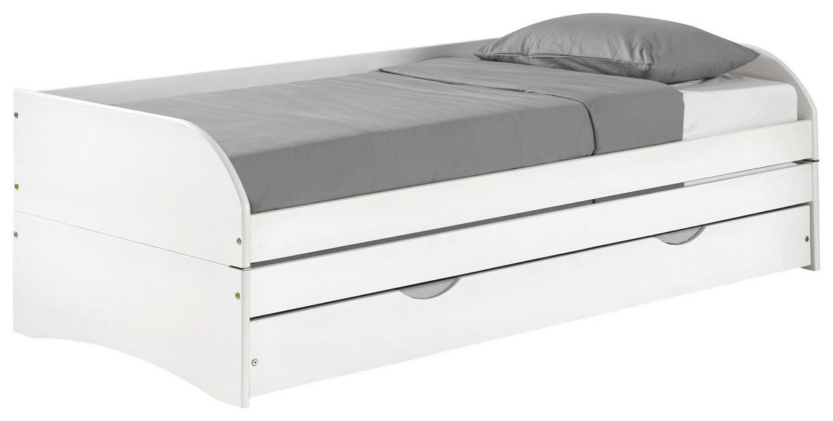 KREVET NA IZVLAČENJE   bijela  - bijela/prirodne boje, Basics, drvni materijal/drvo (90/200cm) - MID.YOU
